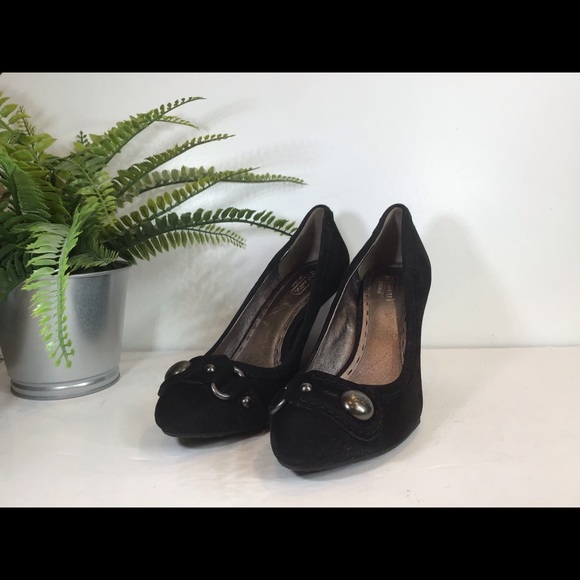 COACH BLACK SUEDE LEATHER SLIP ON WEDGES SZ 9.5 - Picture 3 of 8